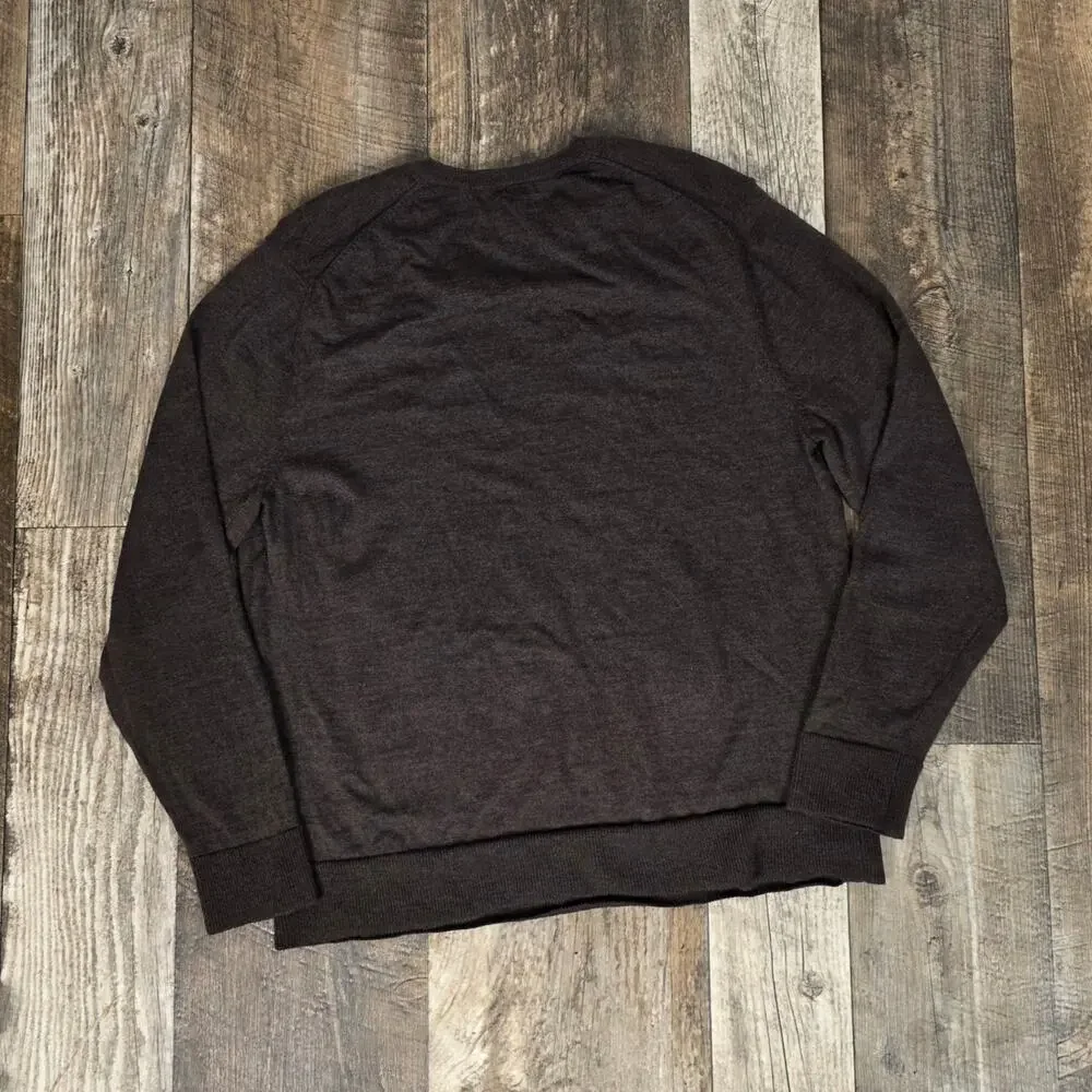 Gap Merino Wool V-Neck Sweater Dark Brown Men’s XL Academia Preppy Minimalist